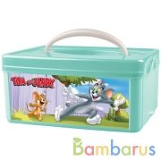 КОРОБКА УНИВЕРСАЛЬНАЯ С РУЧКОЙ И АППЛИКАЦИЕЙ "ТОМ И ДЖЕРРИ" ЦВЕТ ЗЕЛЕНЫЙ , 245*160*108ММ в кор.16шт | фото №0