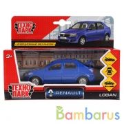 Машина металл RENAULT LOGAN длина 12 см, двери, багажн, инерц, синий, кор. Технопарк в кор.2*36шт | фото №0