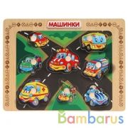 Игрушка деревянная рамка-вкладыш "машинки" Буратино в кор.100шт | фото №0