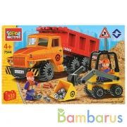 УРАЛ конструктор стройка: урал самосвал с погрузчиком, 133дет. в кор. "Город мастеров" в кор.2*18шт | фото №0