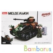 Конструктор пласт. танк с фигуркой, 245дет. в русс. кор. в кор.36шт | фото №0