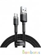 Кабель Baseus Cafule Cable USB For Type-C 3A 1m CATKLF-CG1 (Gray) | фото №0