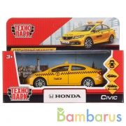 Машина металл "HONDA CIVIC ТАКСИ", длина 12см, открыв. двери, инерц, в кор. Технопарк в кор.2*36шт | фото №0