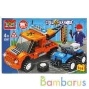 Конструктор ЭВАКУАТОР С КВАДРОЦИКЛОМ, 124 дет. Город мастеров в кор.36шт | фото №0
