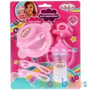 Набор для пупса на 6 предметов,соска,тарелка,ложечки,поильник с молоком,блист КАРАПУЗ в кор.2*96шт | фото №0