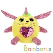 Игрушка мягкая кругляш с пайетками в сердечке желтый, 16см, без чипа, в пак. Мульти-пульти в кор60шт | фото №0