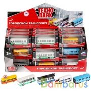 МОДЕЛЬ "ТЕХНОПАРК" МЕТАЛЛ. ГОРОДСКОЙ ТРАНСПОРТ 7,5СМ, В АССОРТ. В КОР. В ДИСПЛЕЕ УП-36ШТ в кор.2*4уп | фото №0