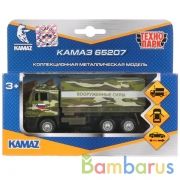 МАШИНА "ТЕХНОПАРК" ИНЕРЦ. КАМАЗ 65207 ВОЕННЫЙ БОРТОВОЙ СО СЪЕМНЫМ ТЕНТОМ 12СМ В КОР. в кор.2*24шт | фото №0