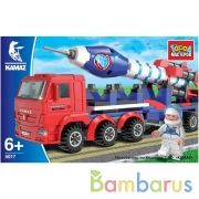 КОНСТРУКТОР "ГОРОД МАСТЕРОВ" КАМАЗ: ПЕРЕВОЗЧИК С РАКЕТОЙ, С ФИГУРКОЙ В РУСС. КОР. в кор.2*18шт | фото №0