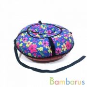 Надувная ватрушка (тюбинг) 100см "Принт" PT10051, Polytube, Летние маки с автокамерой, уп.1 | фото №0