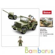 Конструктор пласт. машина военная + пушка, с фигуркой, 143дет. в русс. кор. в кор.60шт | фото №0