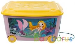 ЯЩИК Д/ИГРУШЕК С АППЛИКАЦИЕЙ НА КОЛЕСАХ 580*390*335ММ, РОЗОВЫЙ в кор.4шт | фото №0