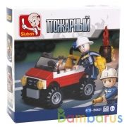 Конструктор пласт. машина с фигуркой, 58дет. в русс. кор. в кор.64шт | фото №0