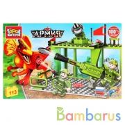 Конструктор "Город мастеров" нападение динозавара на военную базу, 113дет. в русс. кор. в кор.2*18шт | фото №0