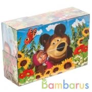 Набор из 6-и кубиков пленка Маша И МЕДВЕДЬ ИГРАЕМ ВМЕСТЕ в кор.54наб | фото №0