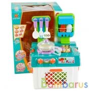 НАБОР ИГРОВОЙ КУХНЯ, ПЛИТА НА БАТ., ПРОДУКТЫ (МЕНЯЮТ ЦВЕТ), АКСЕСС. В КОР. 35*22*17СМ в кор.6шт | фото №0