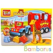 КОНСТРУКТОР "ГОРОД МАСТЕРОВ" БОЛЬШИЕ КУБИКИ: МАШИНКА С ЖИРАФОМ, С ФИГУРКОЙ В РУСС. КОР. в кор.36шт | фото №0