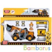 ТМ ТЕХНОПАРК. МАШИНА МЕТАЛЛ. НАБОР СТРОЙКА.ПОГРУЗЧИК 15СМ, ОТКР.ДВ., ИНЕРЦ+ЗНАКИ В КОР в кор.2*12шт | фото №0