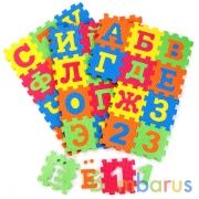 МИНИ-КОВРИК СБОРНЫЙ "ИГРАЕМ ВМЕСТЕ" "ЛЮБИМЫЕ ГЕРОИ"С БУКВАМИ, 36 ЭЛ. 8*8СМ, Р-Р 48*48СМ в кор.2*60шт | фото №0