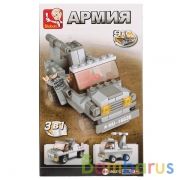 КОНСТРУКТОР ПЛАСТ. ВОЕННАЯ МАШИНА С ФИГУРКОЙ, 102ДЕТ. В РУСС. КОР. в кор.72шт | фото №0