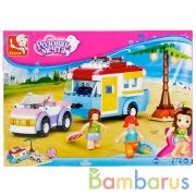 Конструктор пласт. машинка +трейлер, с фигурками, 272дет. в русс. кор. 33*23*5,4см в кор.32шт | фото №0