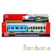 НАБОР ИЗ 2-Х МЕТАЛЛ. МОДЕЛЕЙ "ТЕХНОПАРК" 7,5СМ ГОРОДСКОЙ ТРАНСПОРТ В РУСС. КОР. в кор.2*72наб | фото №0