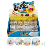 Мяч прыгающий с фигуркой, с водой, свет, эл.пит в компл. 6,5см в дисплее уп-12шт в кор.12уп | фото №0