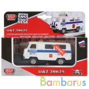 Машина металл свет-звук UAZ 39625 ДПС, 11 см, двери, багаж., инер., кор. Технопарк в кор.2*24шт | фото №0