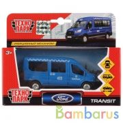 Машина металл FORD Transit синий окрас 12см, открыв. двери, инерц. в кор. Технопарк в кор.2*24шт | фото №0