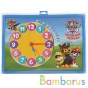 Доска д/рисования "Играем вместе" ЩЕНЯЧИЙ ПАТРУЛЬ часы+фломастер, 34,5*26см в пак. в кор.2*60шт | фото №0