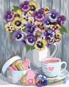 РИСОВАНИЕ ПО НОМЕРАМ НА ХОЛСТЕ, ФИАЛКИ, РАЗМЕР 40*50 в кор.22шт | фото №0