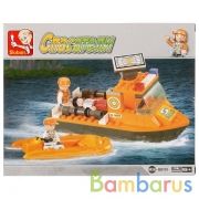 КОНСТРУКТОР ПЛАСТ. КАТЕР + ЛОДКА, С ФИГУРКАМИ, 78ДЕТ. В РУСС. КОР. 22*17*5СМ в кор.60шт | фото №0