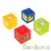 Игрушки пластизоль для купания "ИГРАЕМ ВМЕСТЕ" кубики с животными (4шт) в сетке в кор.4*24шт | фото №0