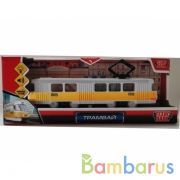 Модель пластик свет-звук ТРАМВАЙ 21,5 см, 3 кноп, инерц, желт, кор. Технопарк в кор.48шт | фото №0