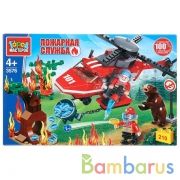 Конструктор "Город мастеров" вертолет тушит лес, с фигурками, 210дет. в русс. кор. в кор.2*18шт | фото №0