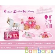 Карета для кукол, с куклой и лошадью, с аксесс., на бат. свет+звук 2208B в кор. в кор.2*10шт | фото №0