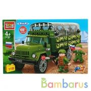 Конструктор "Город мастеров" армия: зил-130 с тентом, с фигурками, 119дет. в русс. кор. в кор.2*18шт | фото №0