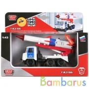 МАШИНА "ТЕХНОПАРК" МЕТАЛЛ. ИНЕРЦ. ГАЗ 66 РАКЕТА КОСМОС 1:43, СВЕТ+ЗВУК В КОР. в кор.2*24шт | фото №0