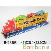 Трейлер инерц. с 6-ю машинками, цвет в ассорт. в пласт. 41*8*13см в кор.2*36шт | фото №0