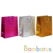 ПАКЕТ ПОДАРОЧНЫЙ "ИГРАЕМ ВМЕСТЕ" ГОЛОГРАФИЧЕСКИЙ 26Х32Х14СМ, БУМ., ГЛЯНЦ. В ПАК. УП-12ШТ в кор.6уп | фото №0