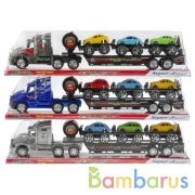 Трейлер инерц. с 3-мя машинками, цвет в ассорт. в пласт. в кор.2*30шт | фото №0