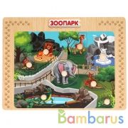 Игрушка деревянная рамка-вкладыш "зоопарк" Буратино в кор.100шт | фото №0