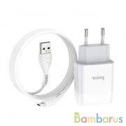 Сетевой адаптер HOCO C73A Glorious dual port charger set (Micro) (White) | фото №0