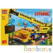 Конструктор "Город мастеров" стройка автокран, с фигурками, 380дет. в русс. кор. в кор.2*8шт | фото №0