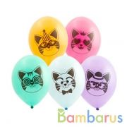 ШАРИК НАДУВНОЙ 14" С РИСУНКОМ, КОТИКИ УП-50ШТ | фото №0