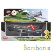 МОДЕЛЬ "ТЕХНОПАРК" МЕТАЛЛ. ИНЕРЦ. БЕСПИЛОТНИК ДОЗОР 19СМ, СВЕТ+ЗВУК, СКЛ. КРЫЛЬЯ В КОР. в кор.2*24шт | фото №0