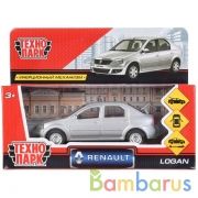 Машина металл RENAULT LOGAN длина 12 см, двери, багаж, серебристый, кор. Технопарк в кор.2*36шт | фото №0