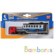 Машины металл Камаз перевозчик 15,5см с троллейбусом 8см в русс. кор. Технопарк в кор.2*72шт | фото №0