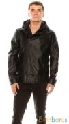 Кожаная мужская куртка черного цвета | фото №0