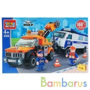 Конструктор "Город мастеров" эвакуатор с полицейским уазом, 178дет. в русс. кор. в кор.36шт | фото №0